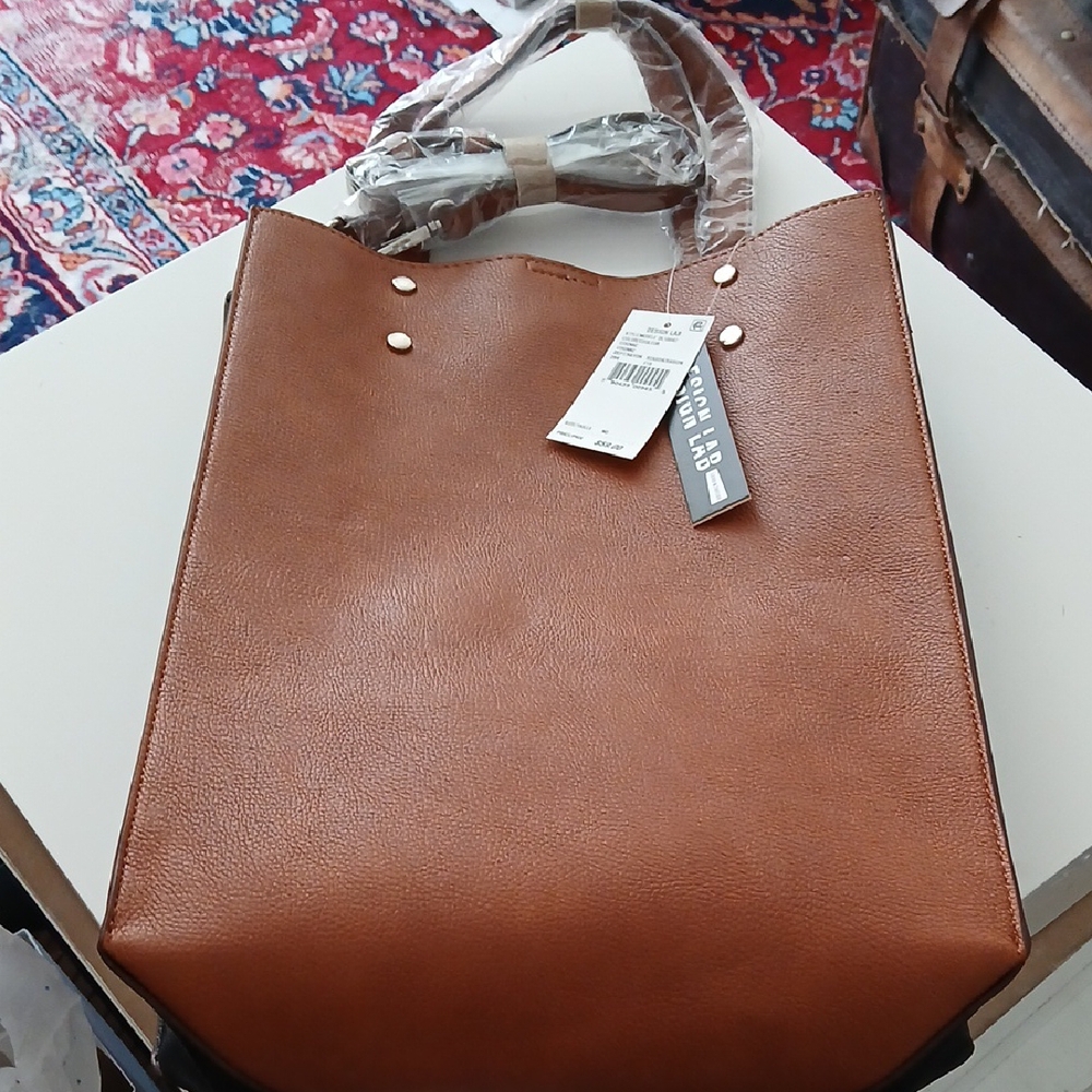 Design Lab Lord & Taylor Tan Tote Bag NWT